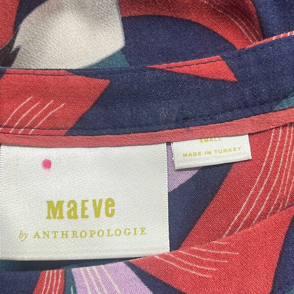 Maeve by Anthropologie Women's Cheyenne Peplum Abstract Print Blouse Size Small - Picture 4 of 6